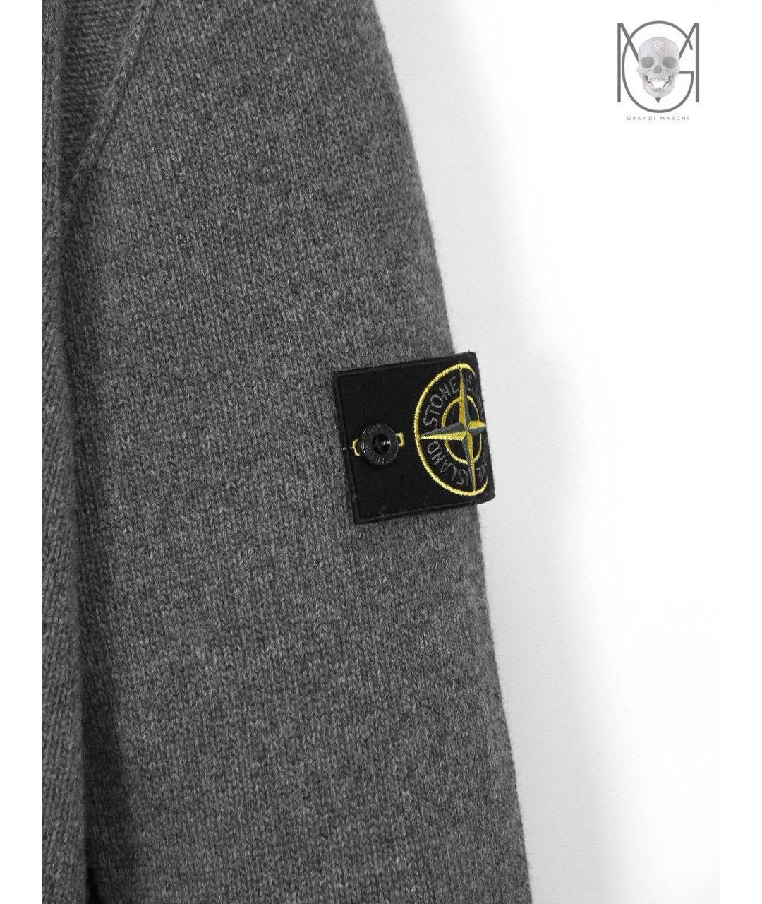 STONE ISLAND Серый шерстяной кардиган, фото 3