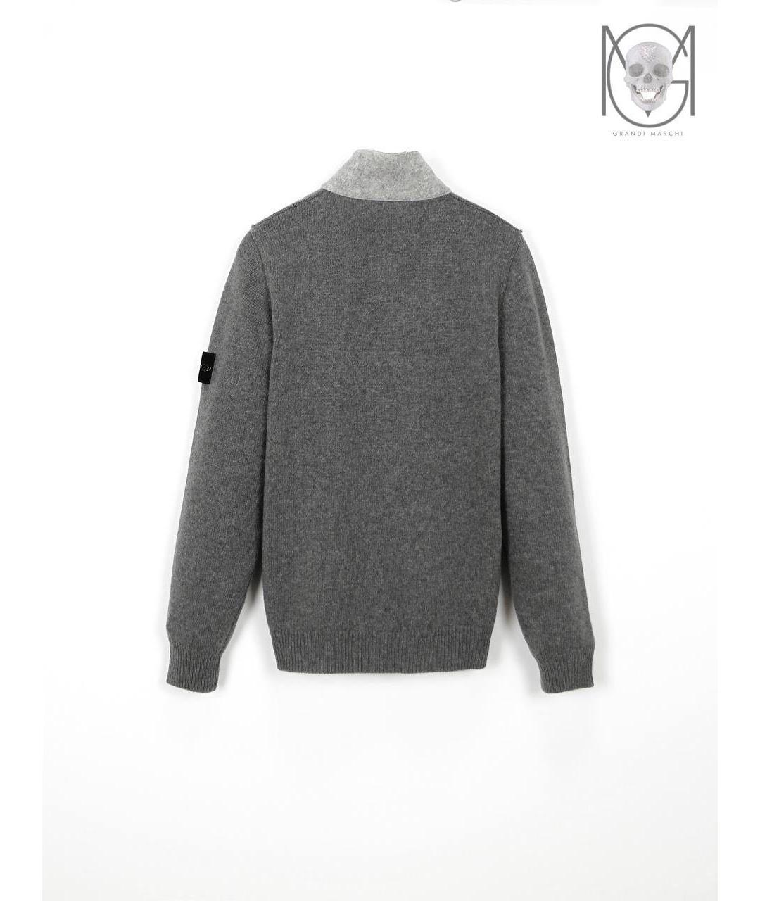 STONE ISLAND Серый шерстяной кардиган, фото 2