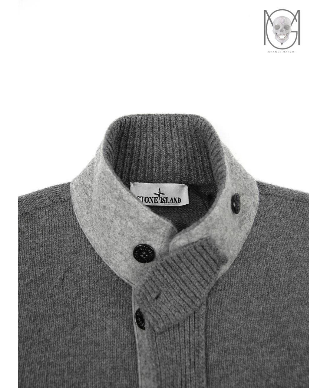 STONE ISLAND Серый шерстяной кардиган, фото 5