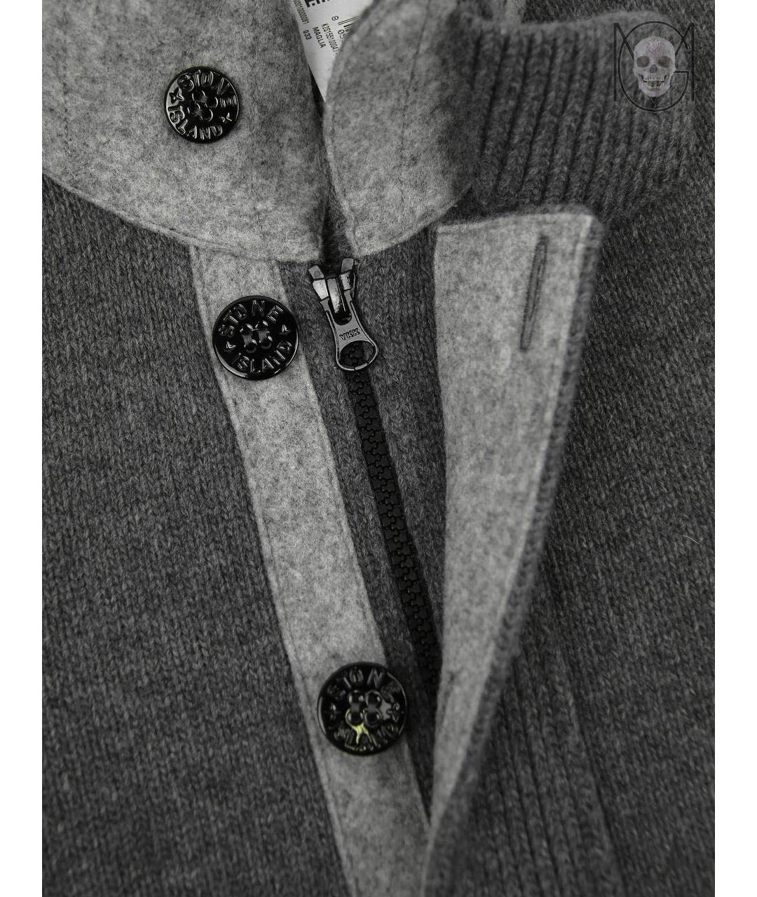 STONE ISLAND Серый шерстяной кардиган, фото 4