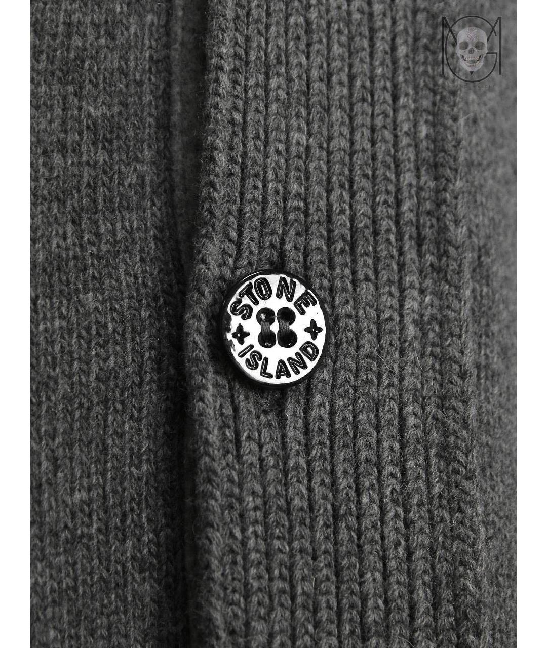 STONE ISLAND Серый шерстяной кардиган, фото 6