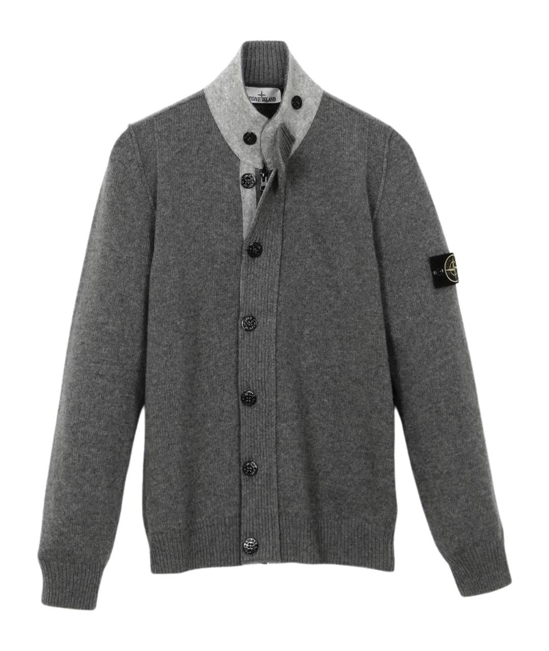 STONE ISLAND Серый шерстяной кардиган, фото 1
