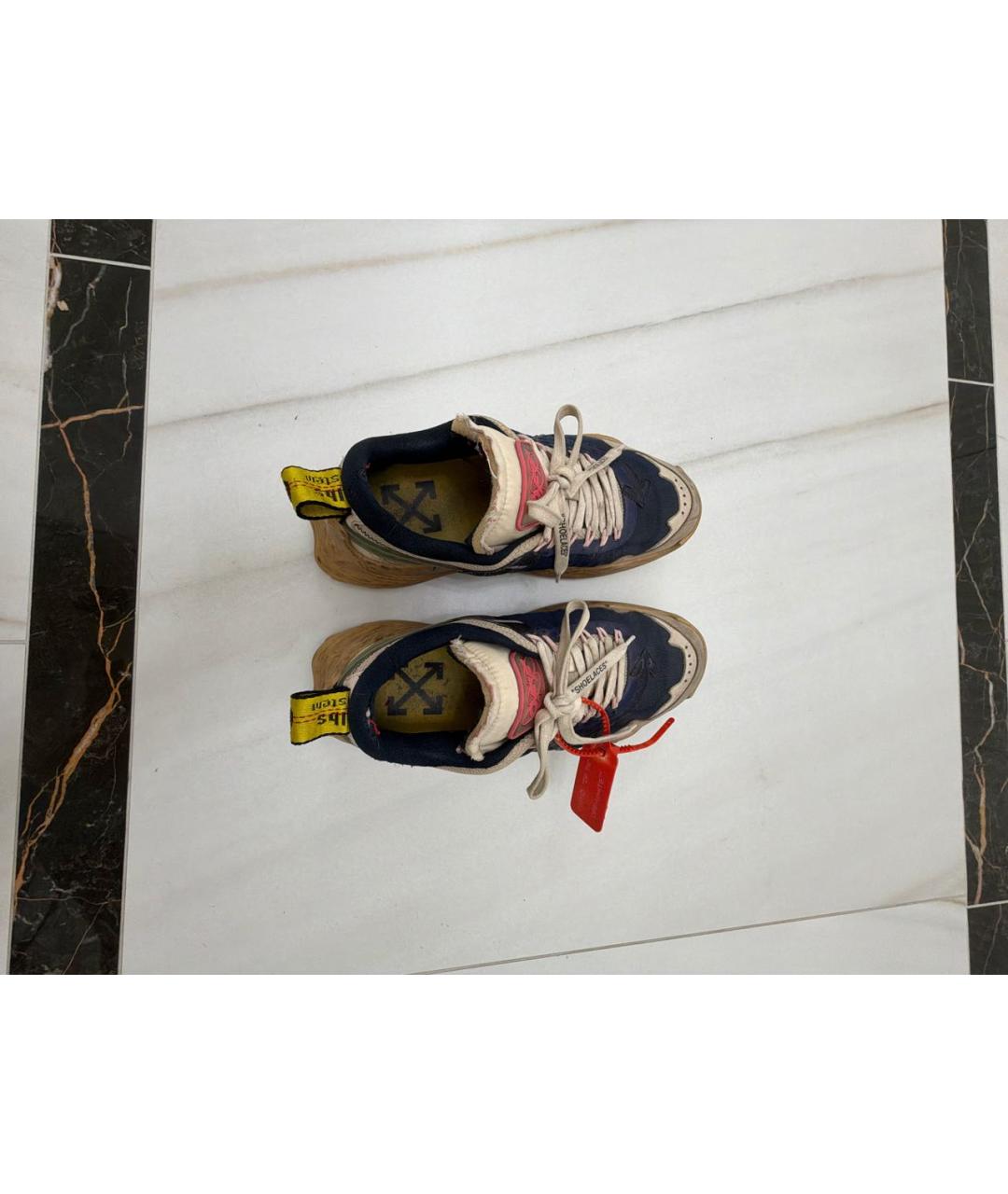 OFF-WHITE Бежевые текстильные низкие кроссовки / кеды, фото 3