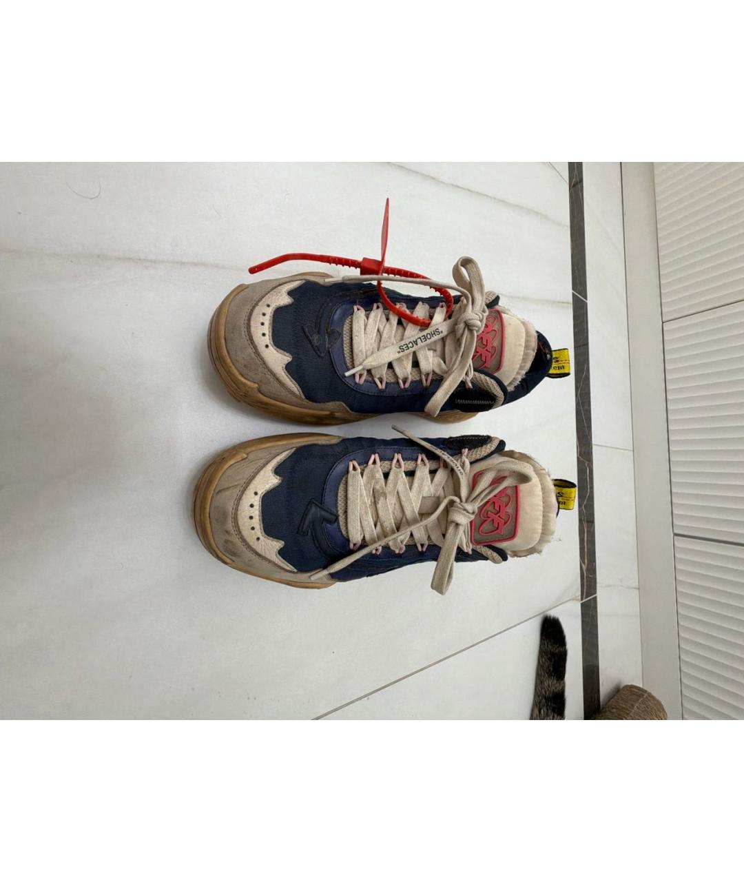 OFF-WHITE Бежевые текстильные низкие кроссовки / кеды, фото 2