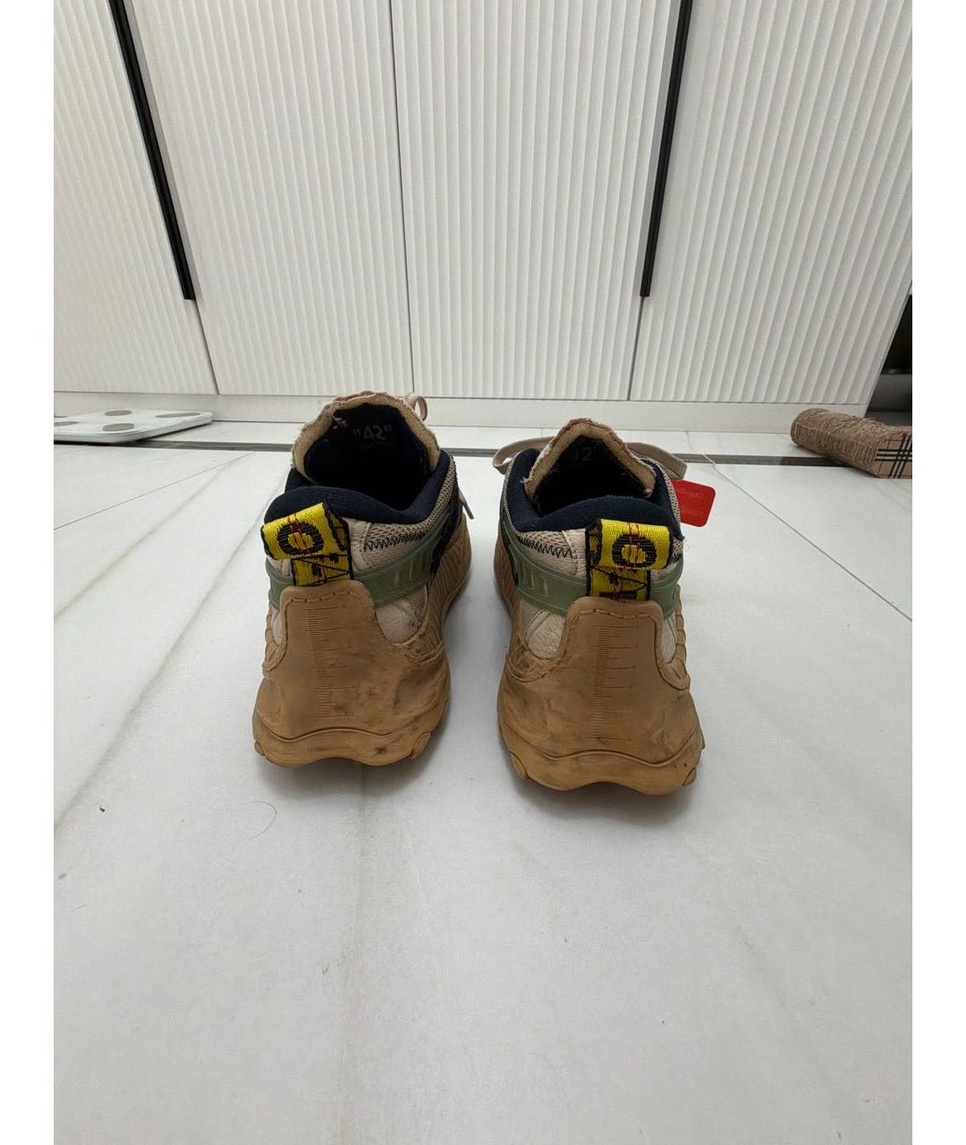 OFF-WHITE Бежевые текстильные низкие кроссовки / кеды, фото 4