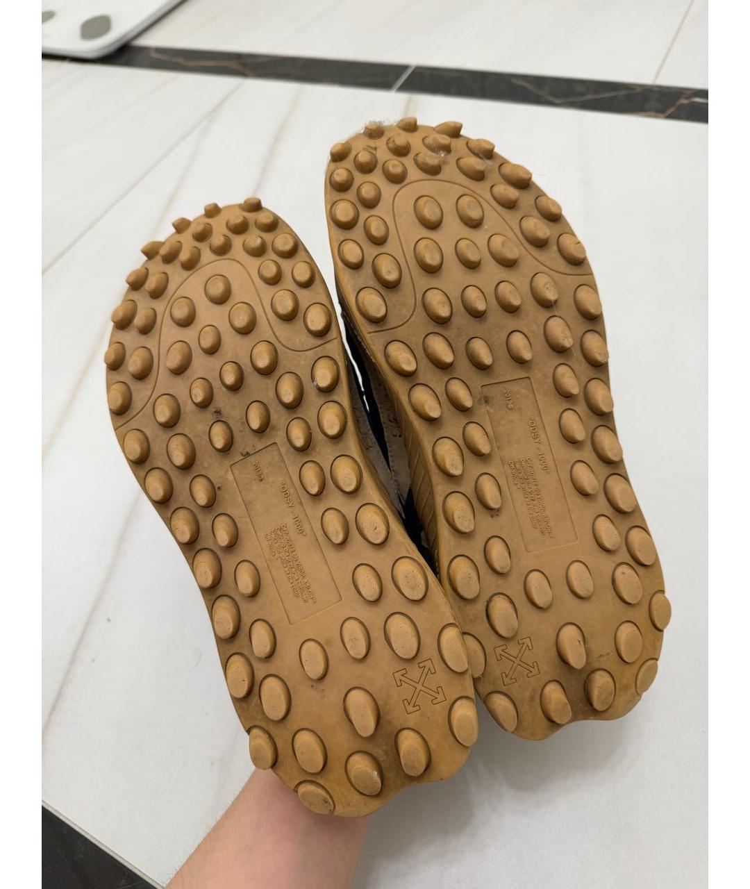 OFF-WHITE Бежевые текстильные низкие кроссовки / кеды, фото 7