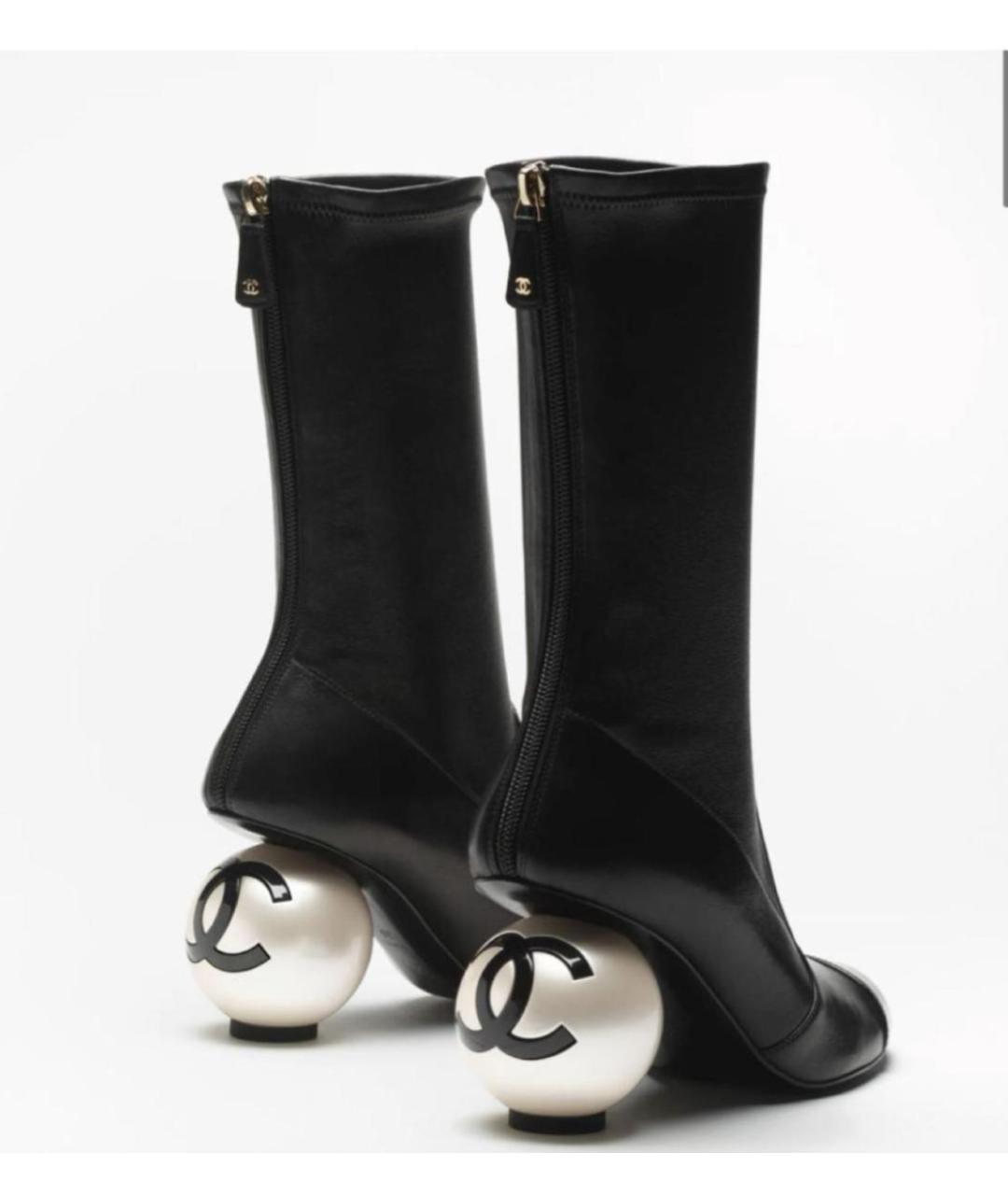 CHANEL Черные кожаные полусапоги, фото 3