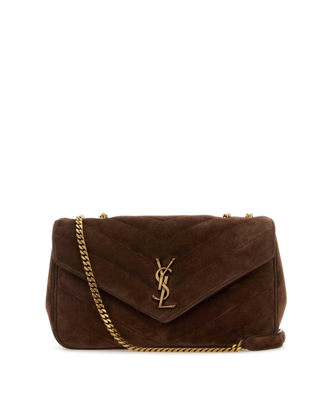 SAINT LAURENT Коричневая замшевая сумка через плечо, фото 1