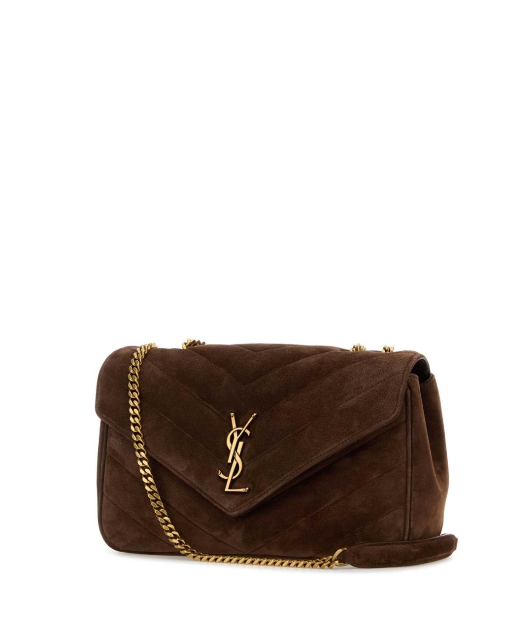 SAINT LAURENT Коричневая замшевая сумка через плечо, фото 2