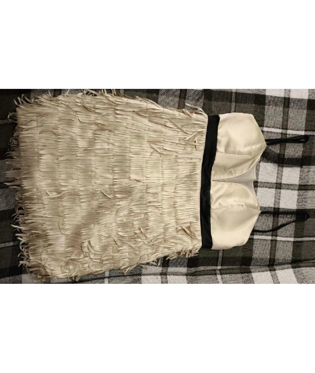 1/OFF Бежевое атласное платье, фото 5