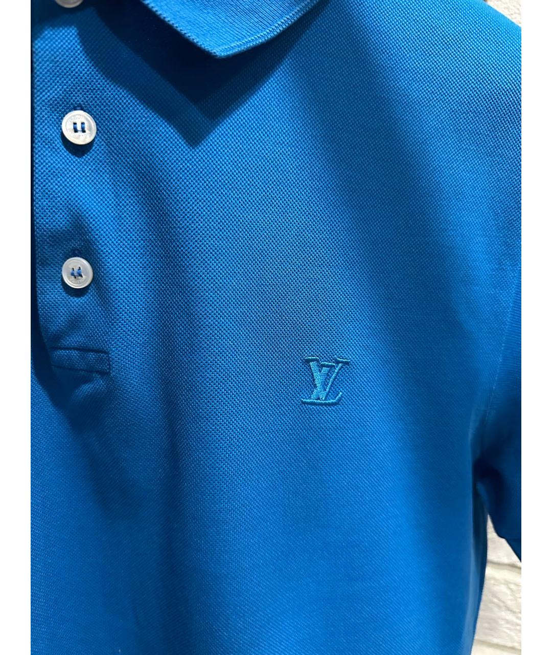 LOUIS VUITTON Голубое хлопковое поло с коротким рукавом, фото 5