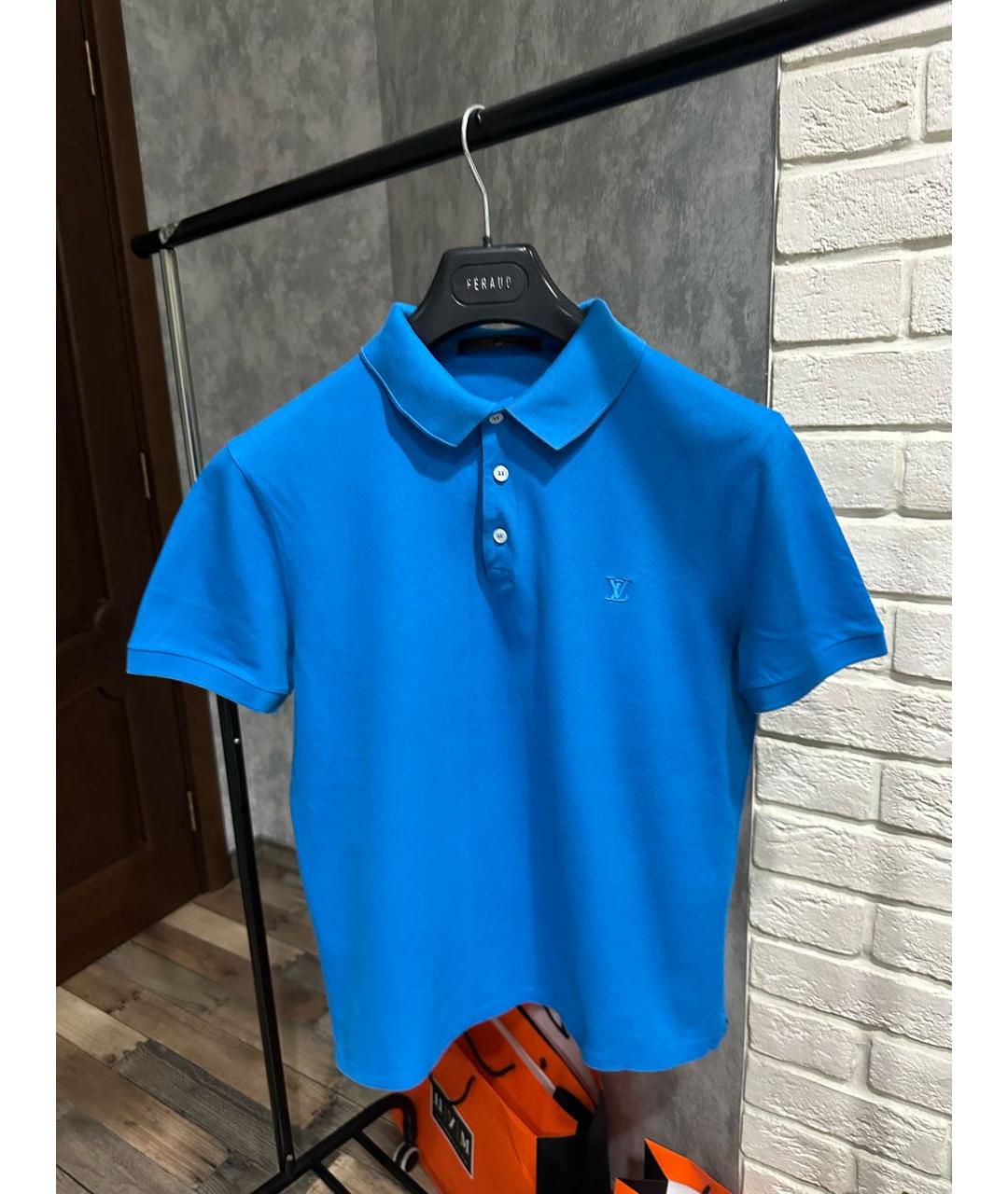 LOUIS VUITTON Голубое хлопковое поло с коротким рукавом, фото 7