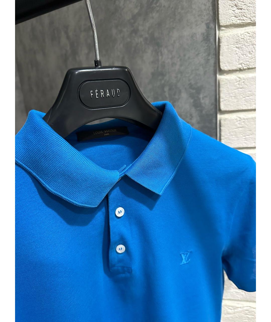 LOUIS VUITTON Голубое хлопковое поло с коротким рукавом, фото 4