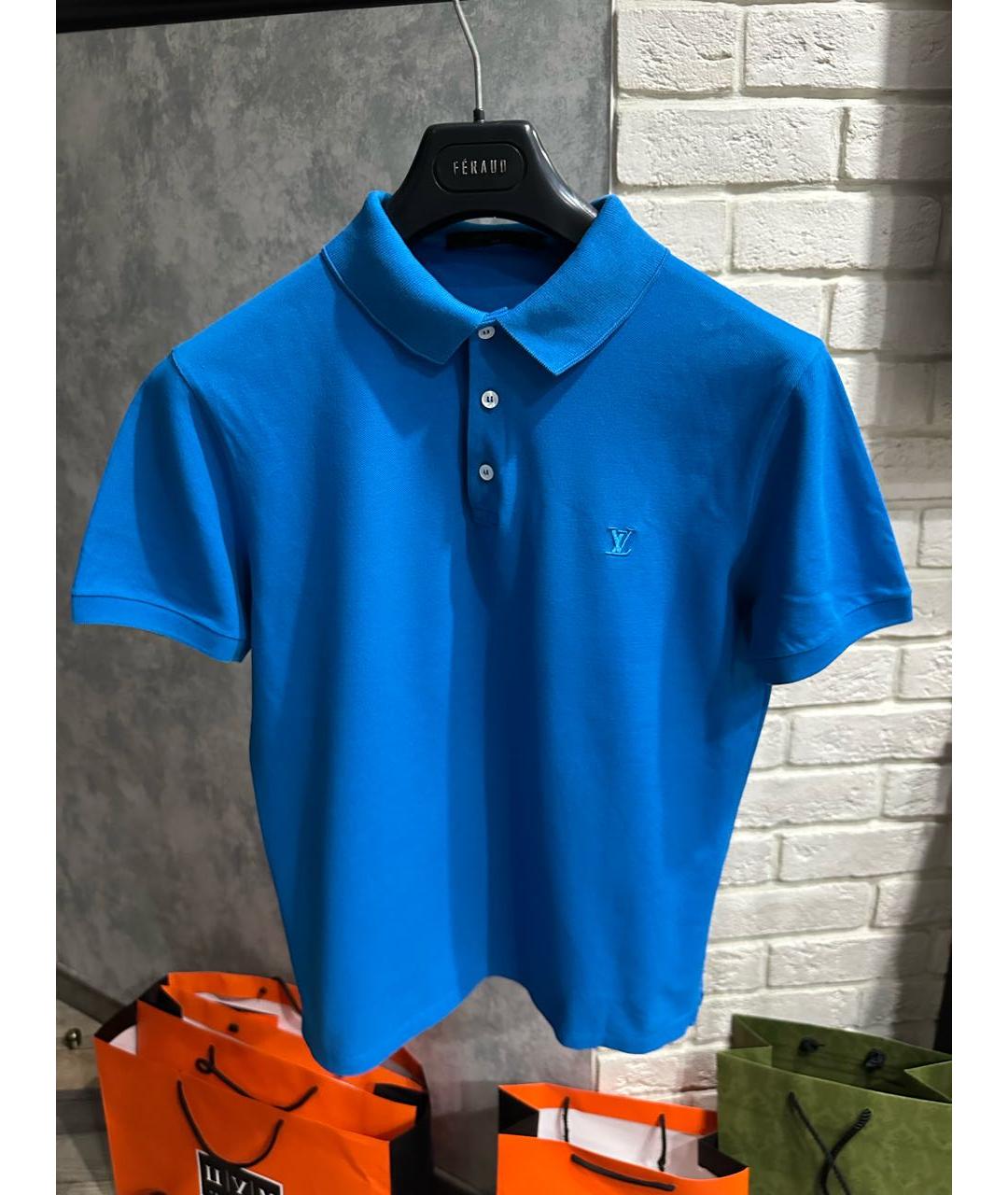 LOUIS VUITTON Голубое хлопковое поло с коротким рукавом, фото 3