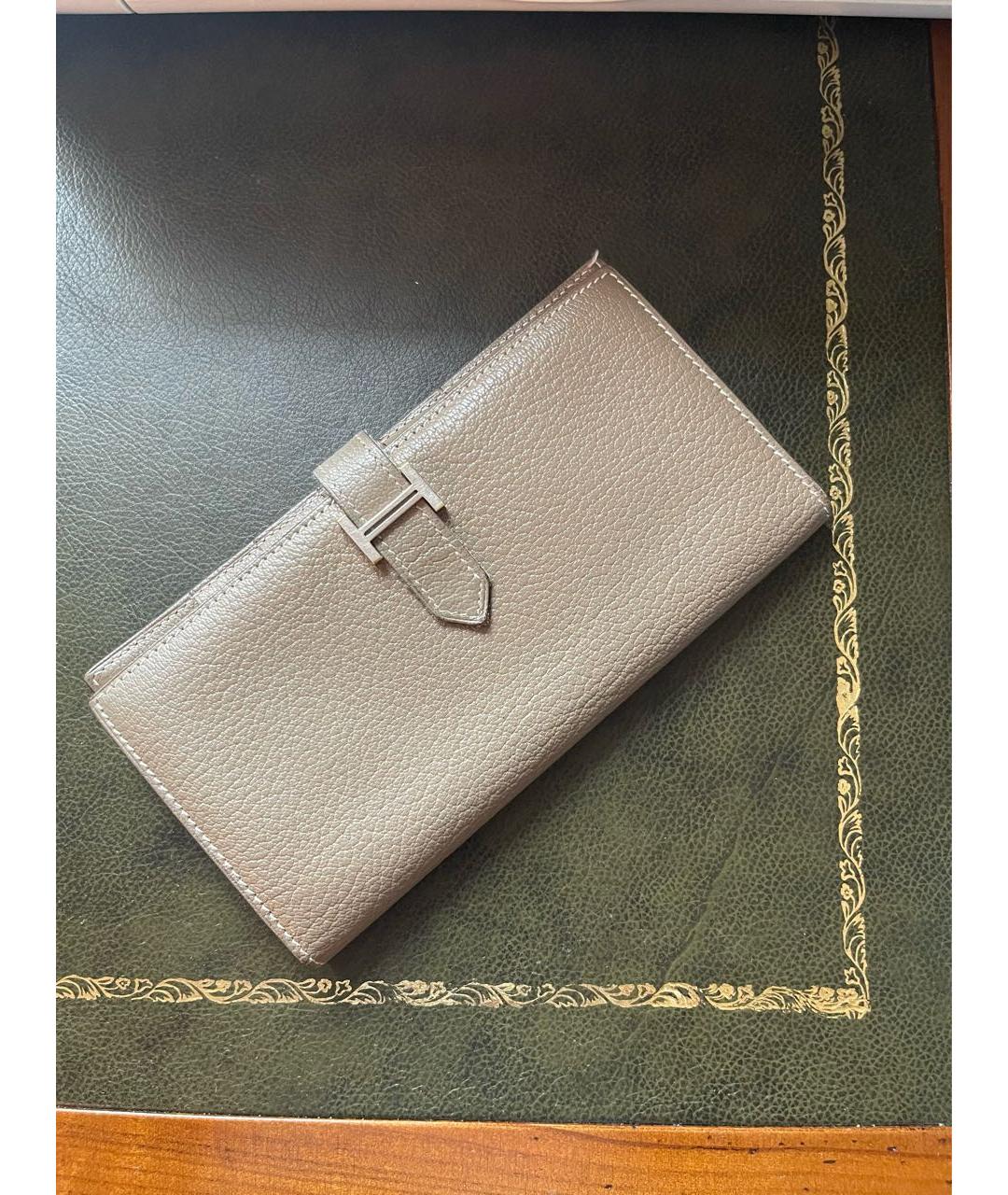 HERMES Бежевый кожаный кошелек, фото 7