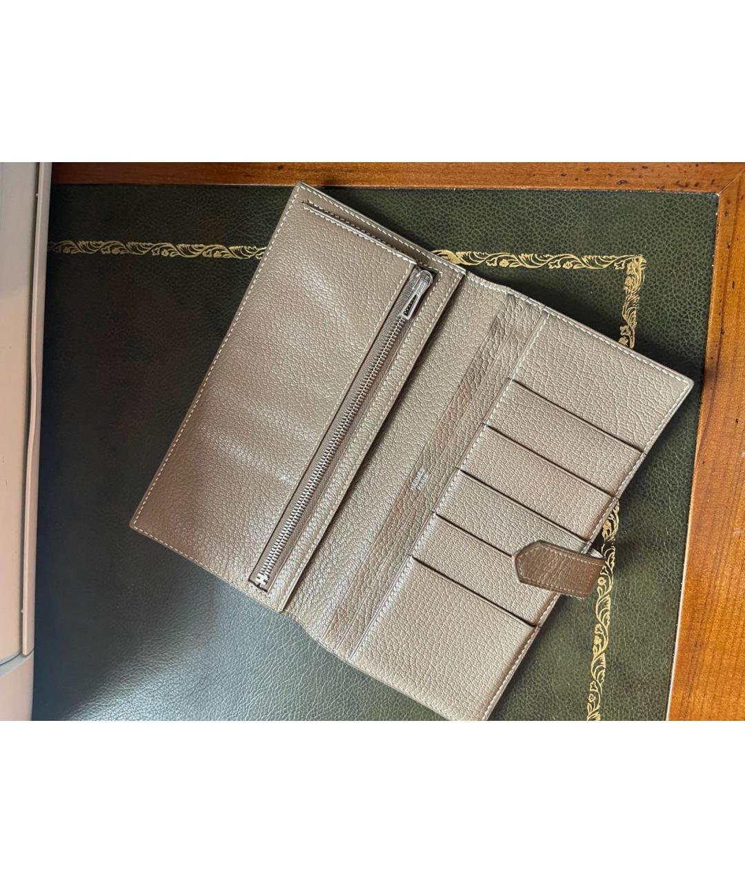 HERMES Бежевый кожаный кошелек, фото 4