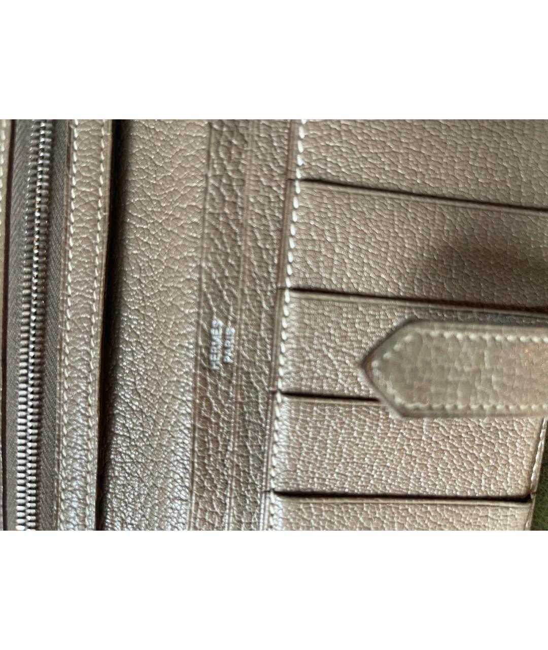 HERMES Бежевый кожаный кошелек, фото 6