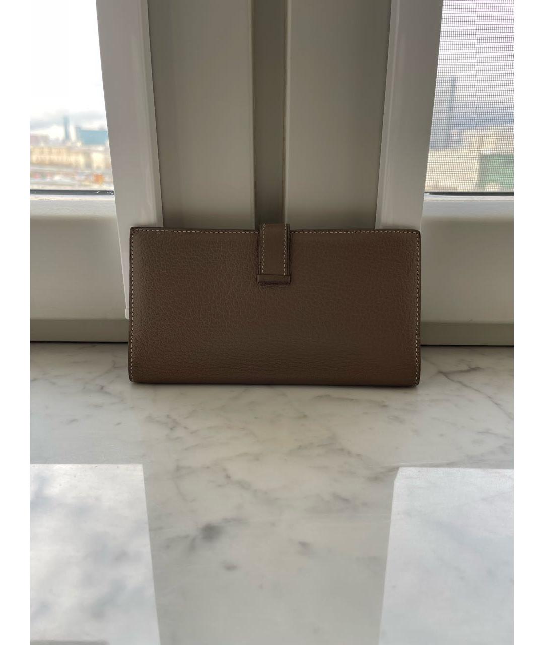 HERMES Бежевый кожаный кошелек, фото 3