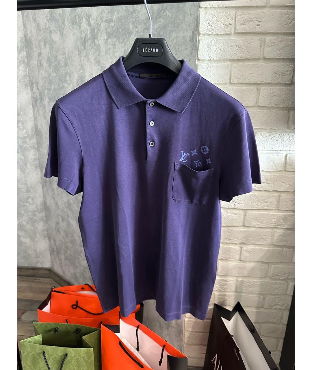 LOUIS VUITTON Фиолетовое хлопковое поло с коротким рукавом, фото 7