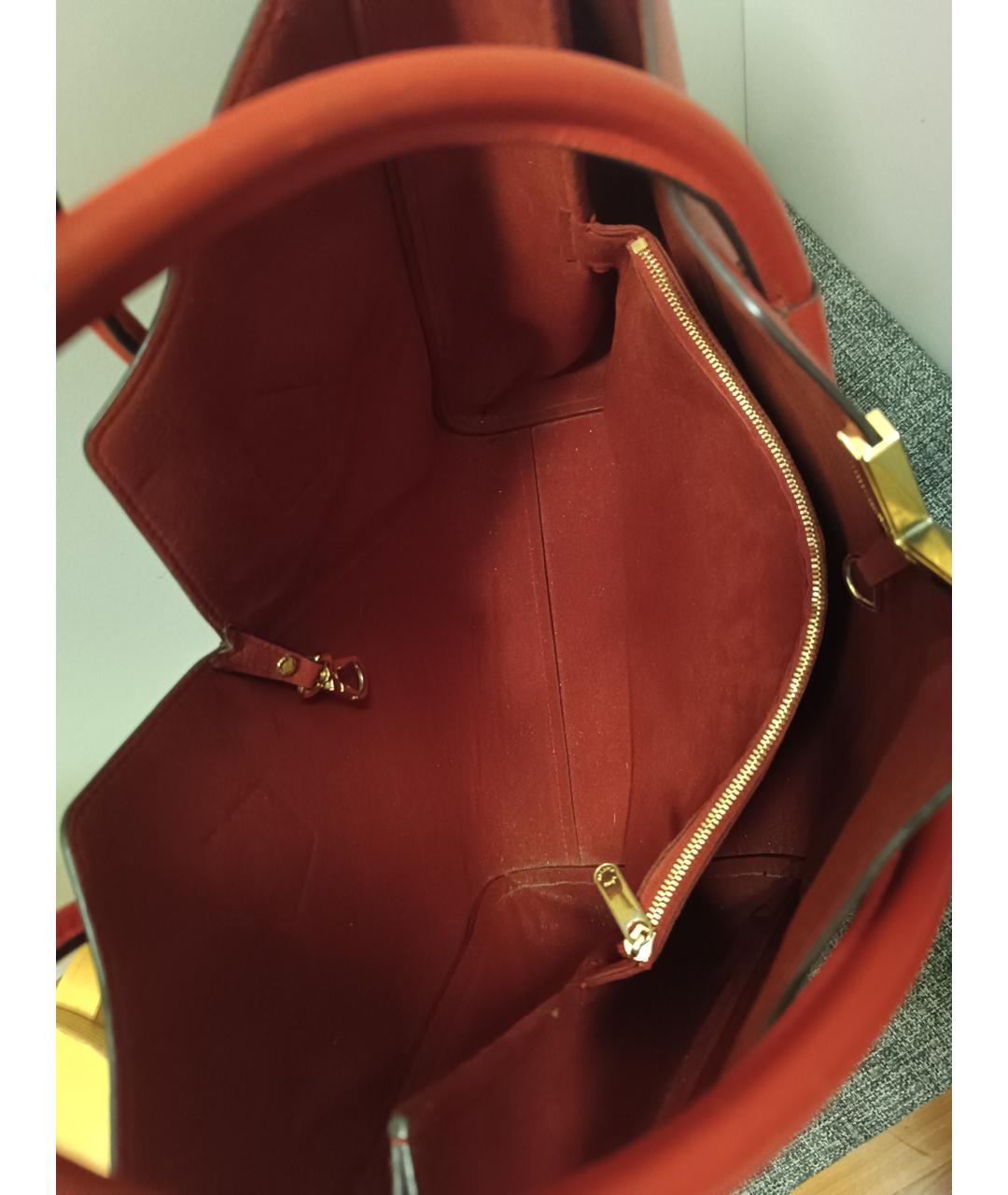 LOUIS VUITTON Красная кожаная сумка тоут, фото 4