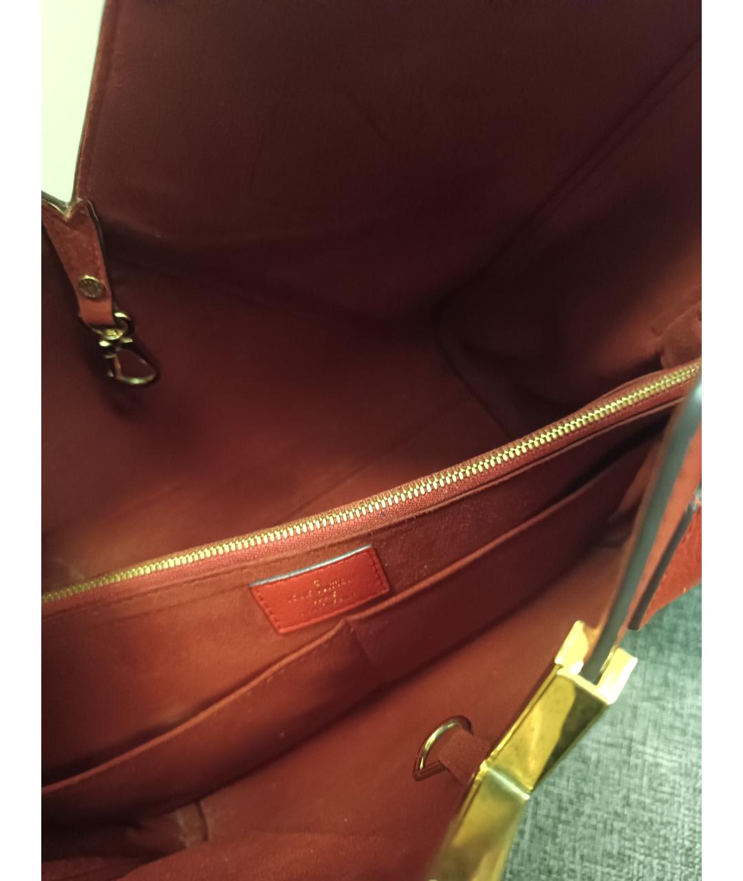 LOUIS VUITTON Красная кожаная сумка тоут, фото 5