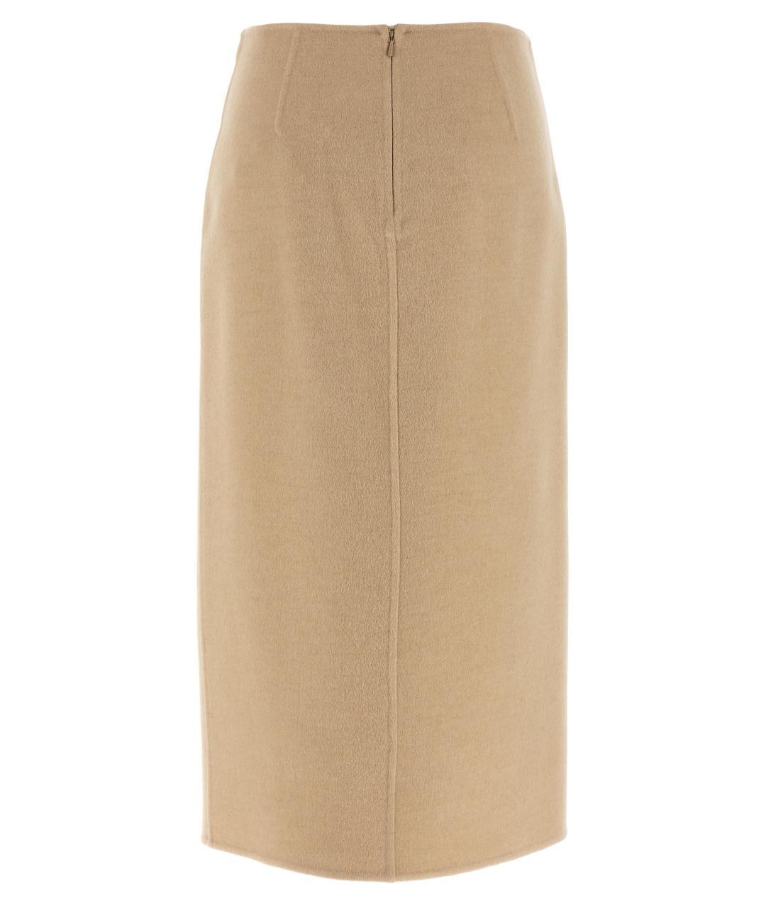 MAX MARA Бежевая шерстяная юбка миди, фото 2