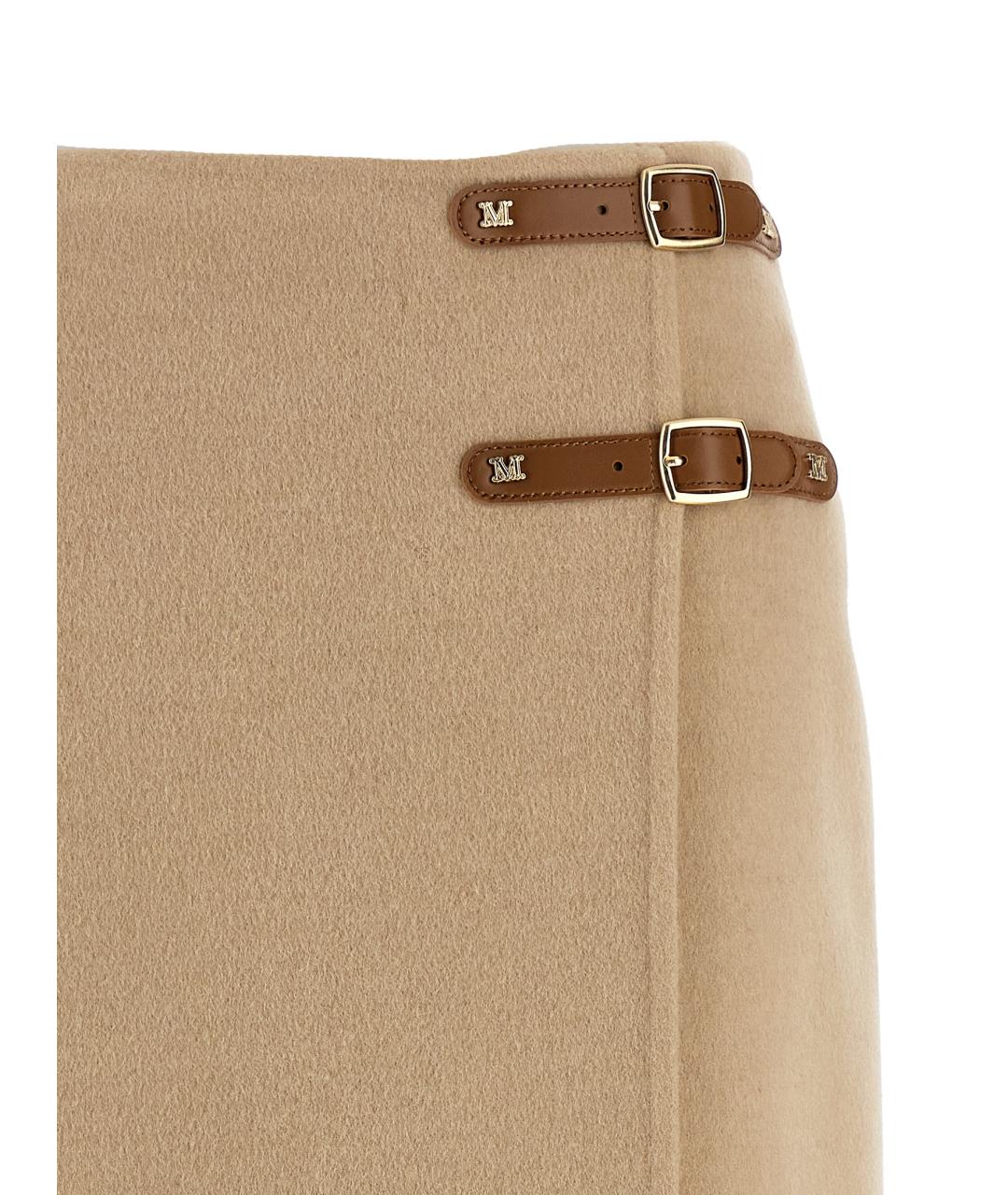 MAX MARA Бежевая шерстяная юбка миди, фото 3