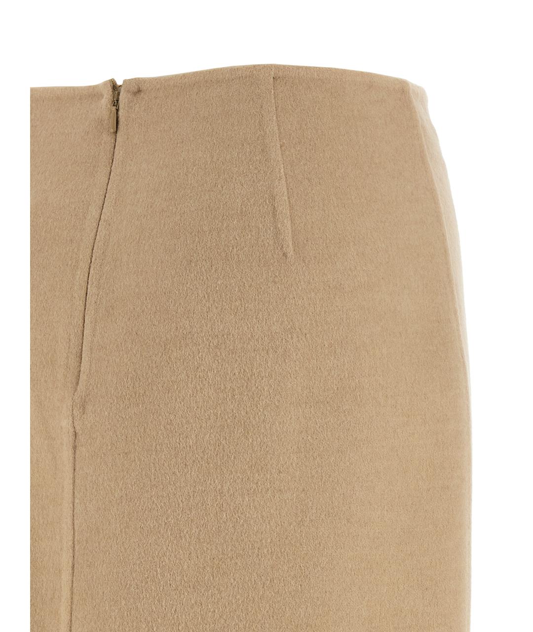 MAX MARA Бежевая шерстяная юбка миди, фото 4