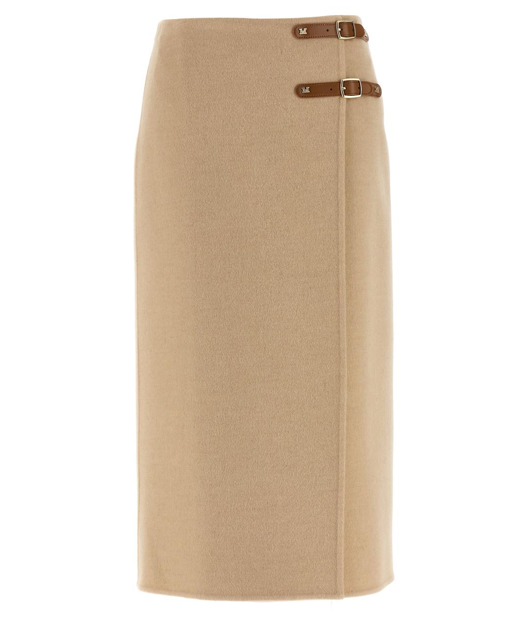 MAX MARA Бежевая шерстяная юбка миди, фото 1