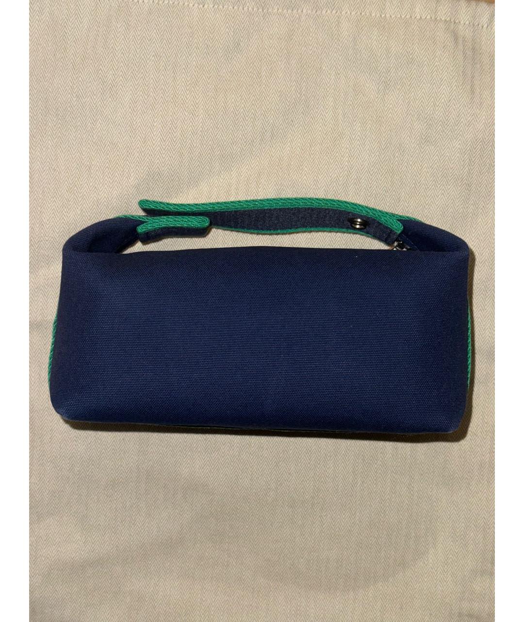 HERMES Синяя тканевая косметичка, фото 2