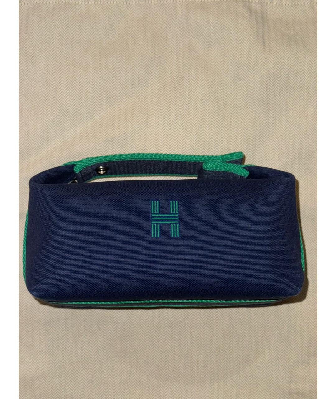 HERMES Синяя тканевая косметичка, фото 8