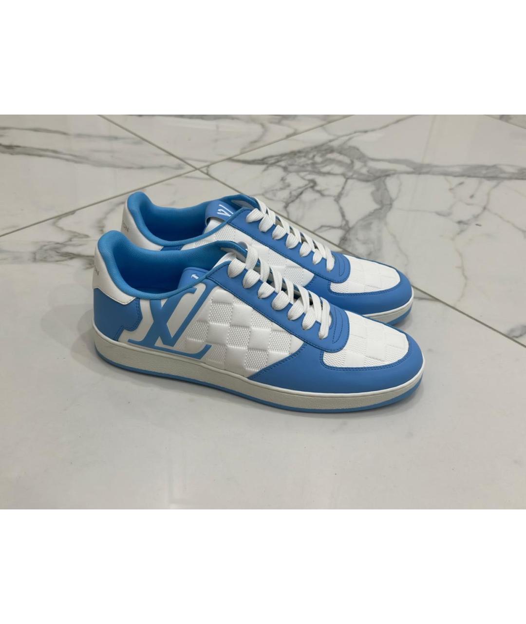 LOUIS VUITTON Голубые кожаные низкие кроссовки / кеды, фото 5