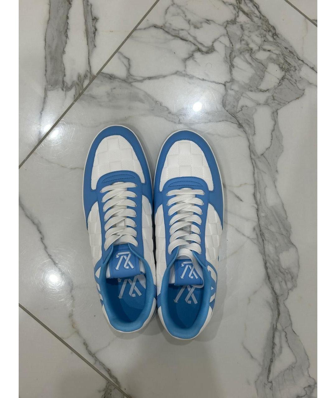 LOUIS VUITTON Голубые кожаные низкие кроссовки / кеды, фото 2