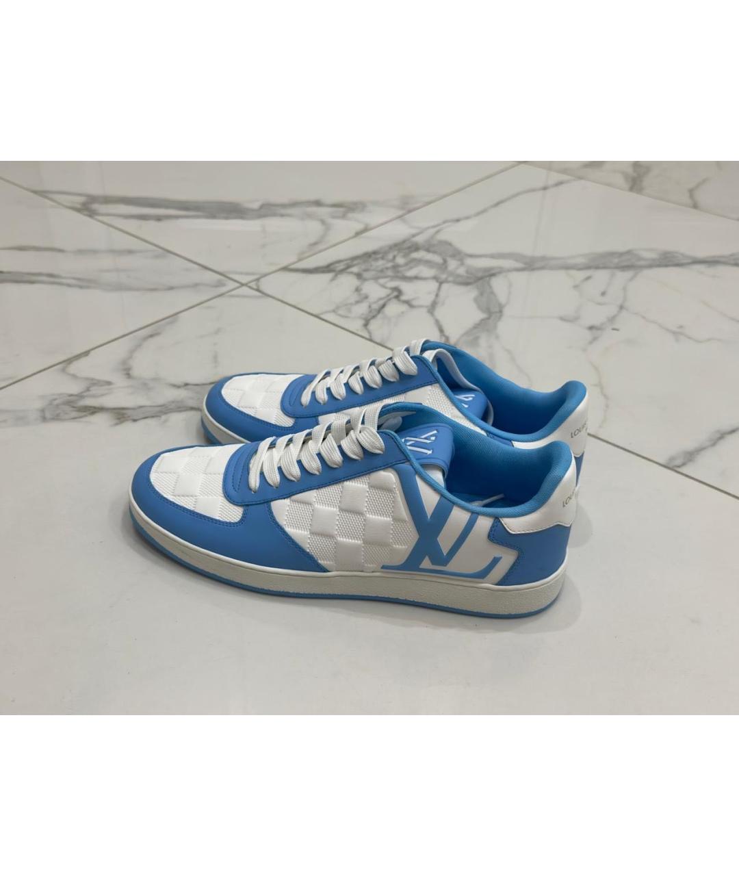 LOUIS VUITTON Голубые кожаные низкие кроссовки / кеды, фото 3