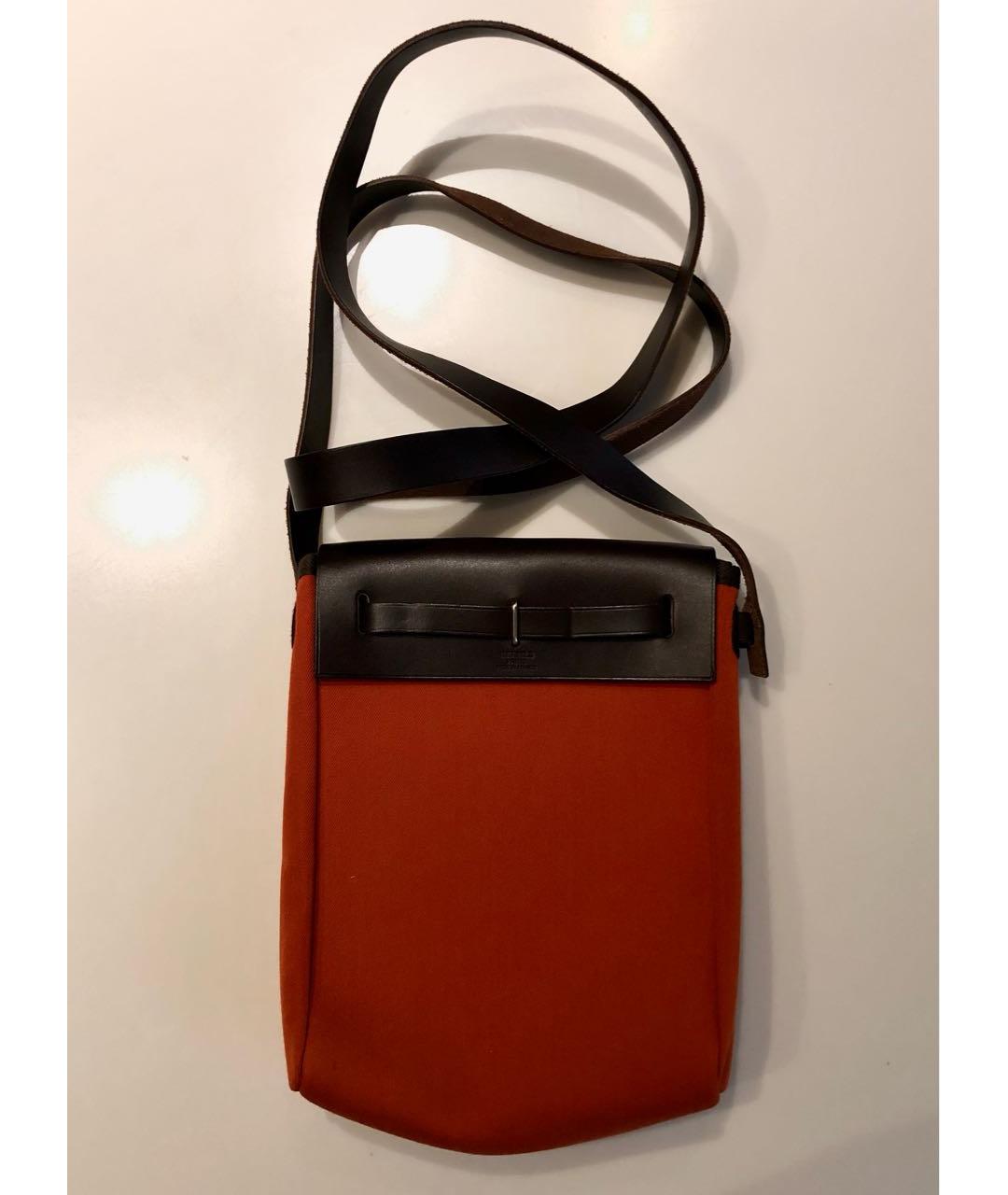 HERMES Оранжевая тканевая сумка через плечо, фото 3