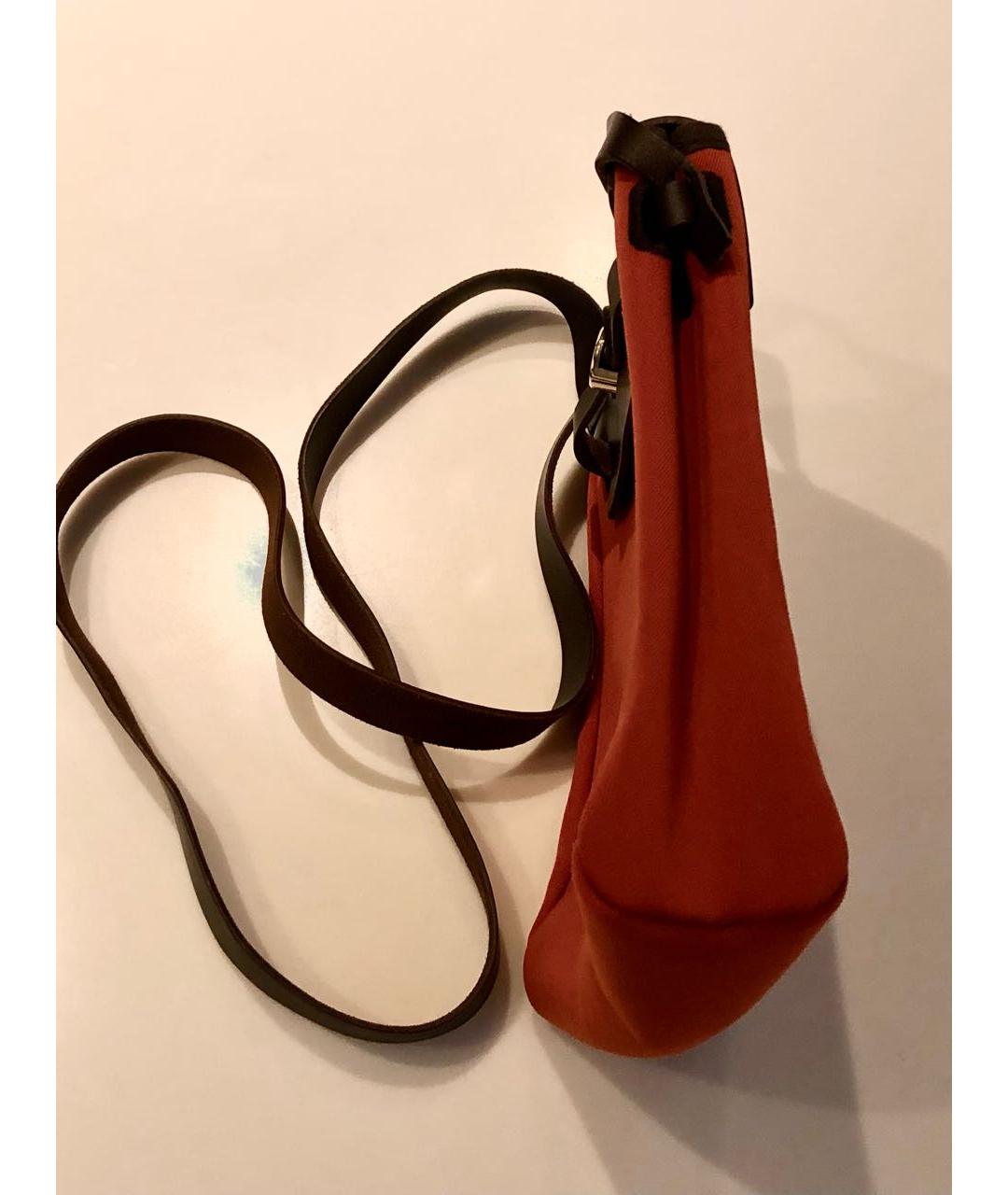 HERMES Оранжевая тканевая сумка через плечо, фото 2