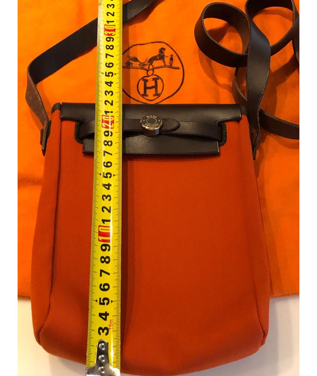 HERMES Оранжевая тканевая сумка через плечо, фото 5