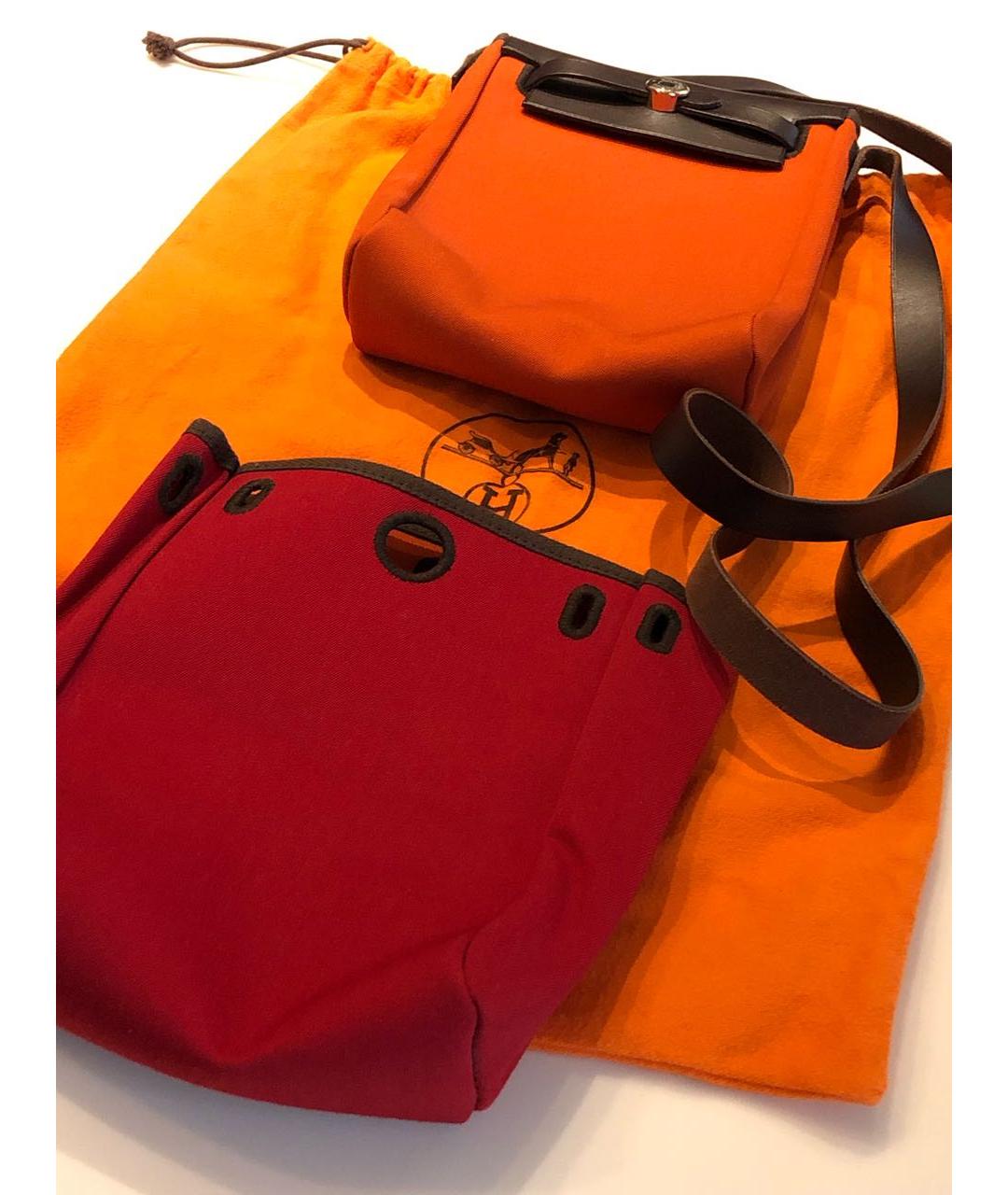 HERMES Оранжевая тканевая сумка через плечо, фото 7