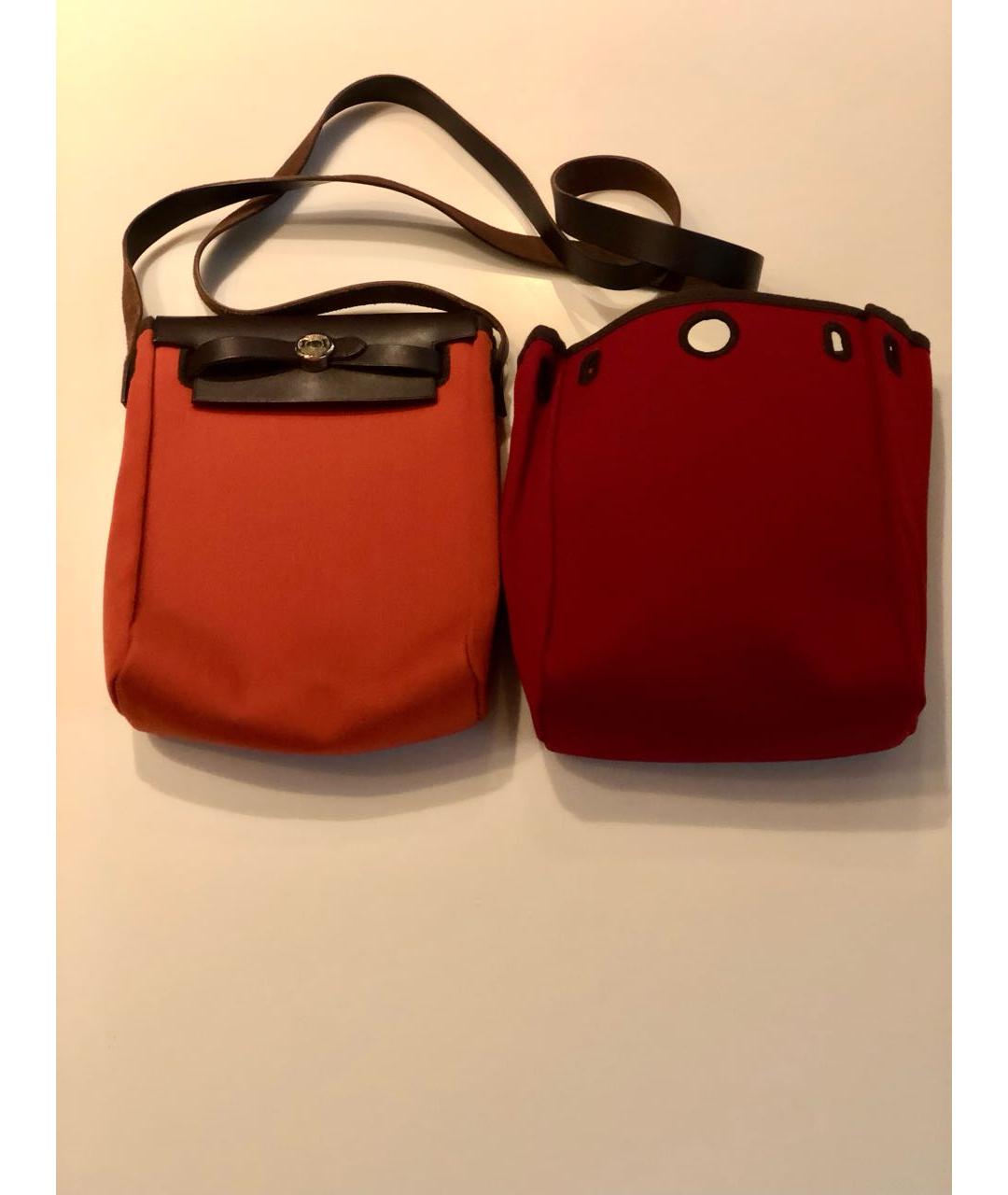 HERMES Оранжевая тканевая сумка через плечо, фото 4
