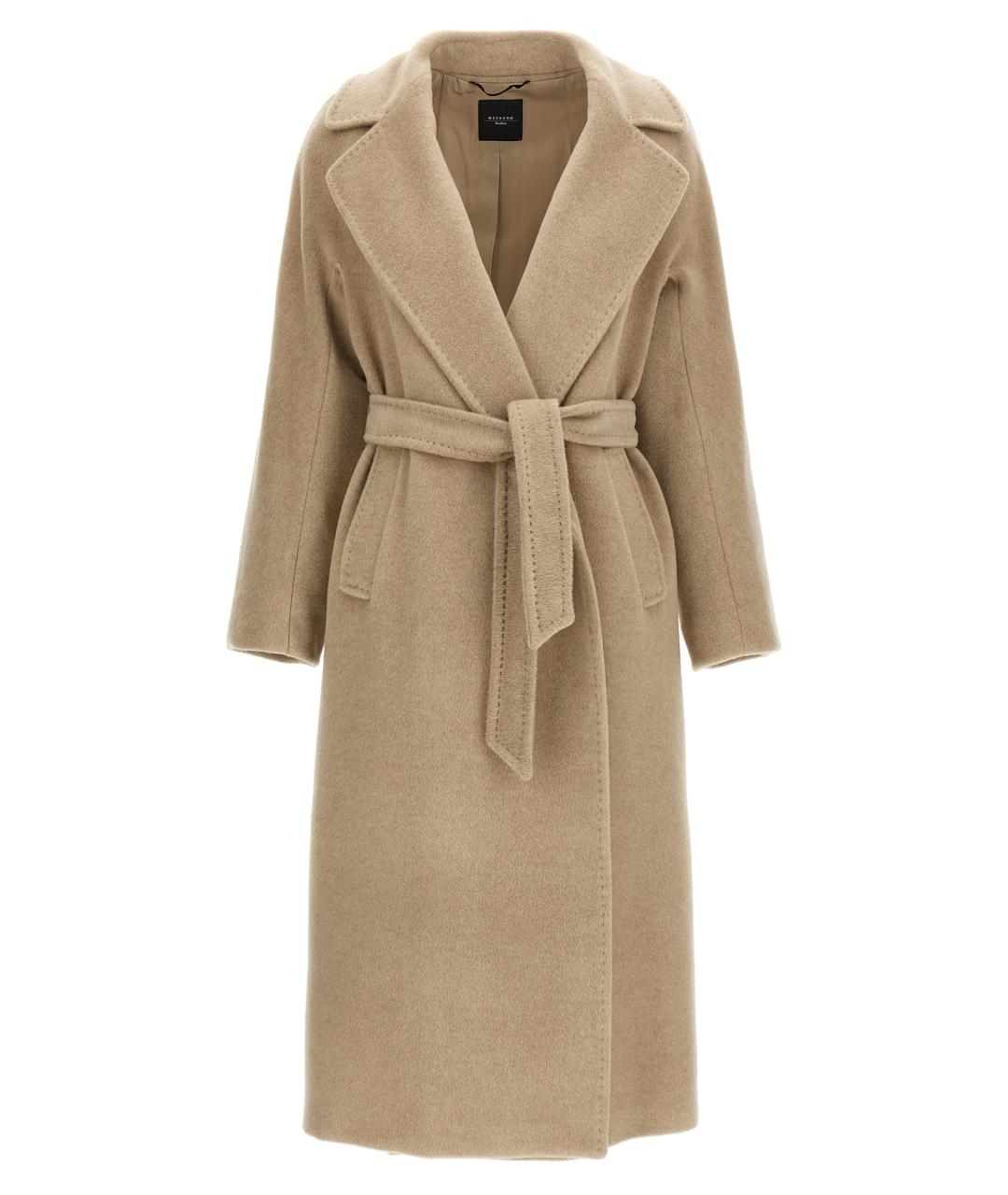 WEEKEND MAX MARA Бежевый шерстяной тренч/плащ, фото 1