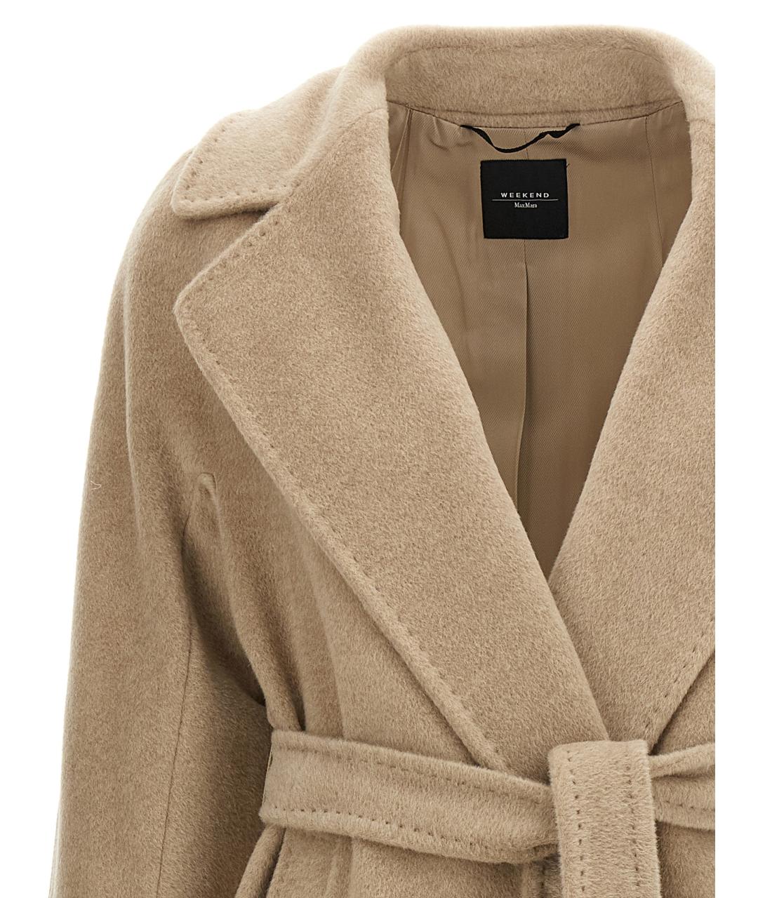 WEEKEND MAX MARA Бежевый шерстяной тренч/плащ, фото 3
