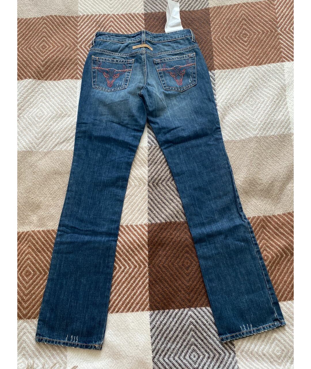 JEAN PAUL GAULTIER Синие хлопковые прямые джинсы, фото 2