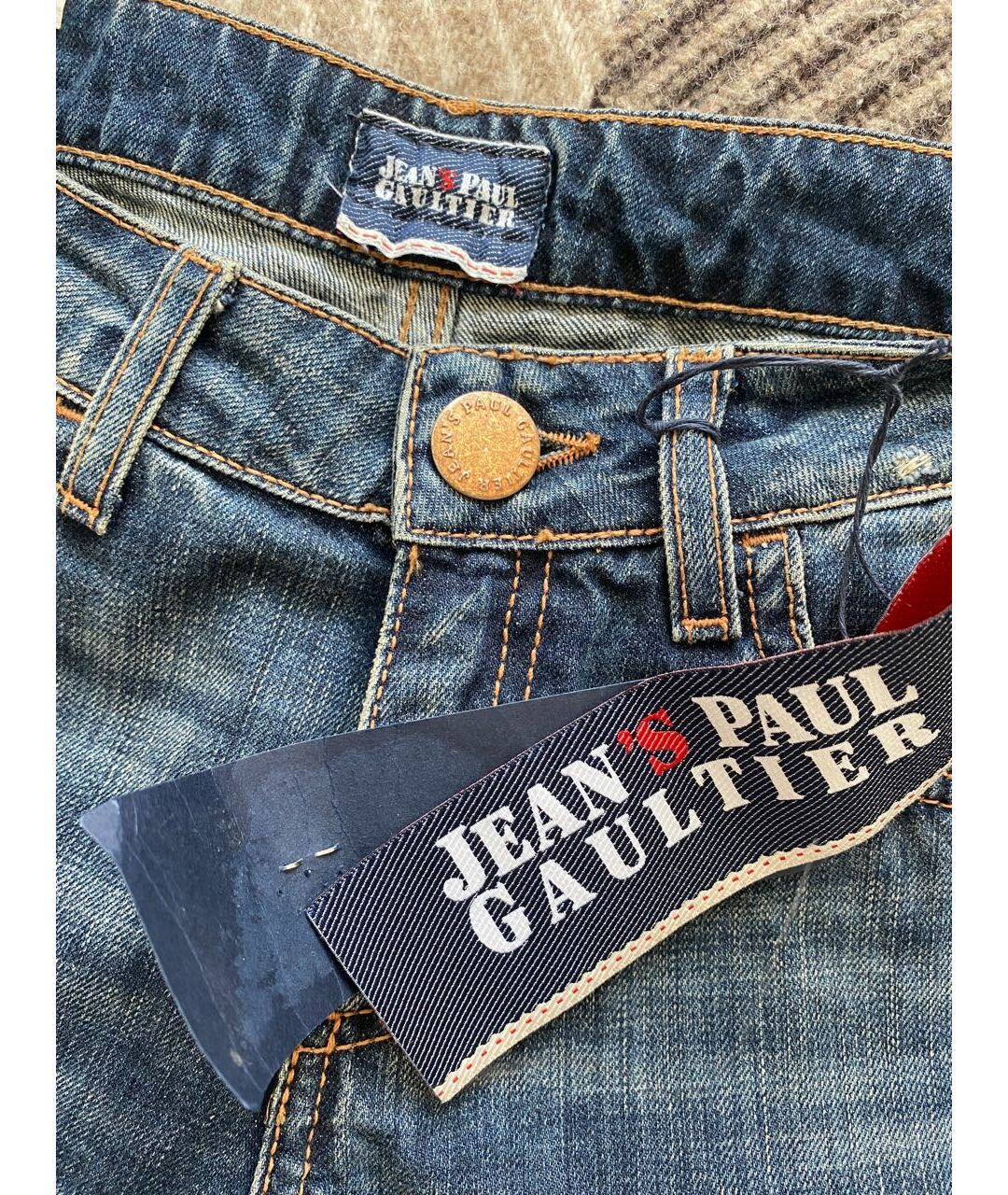 JEAN PAUL GAULTIER Синие хлопковые прямые джинсы, фото 3