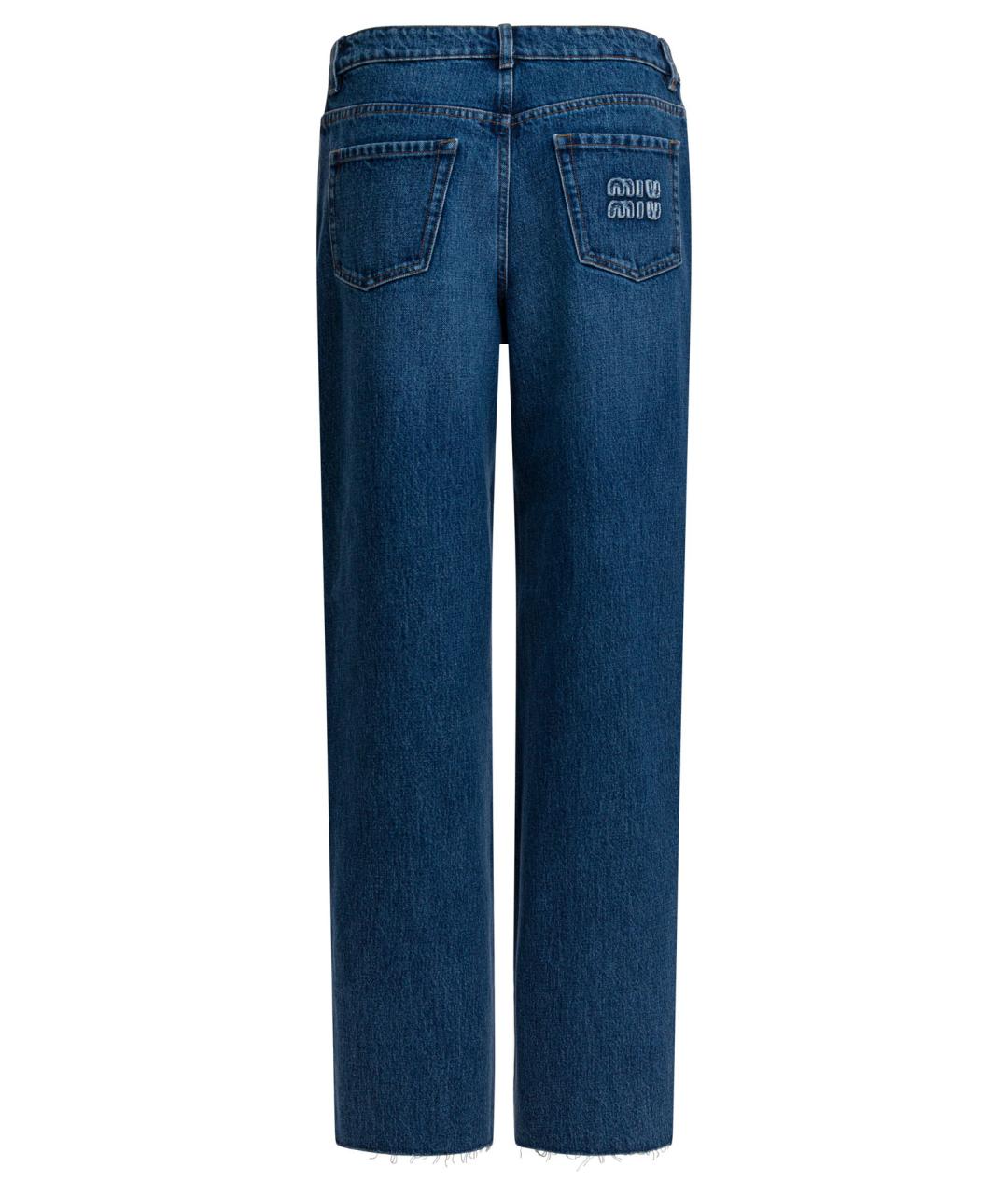 MIU MIU Синие хлопковые прямые джинсы, фото 2