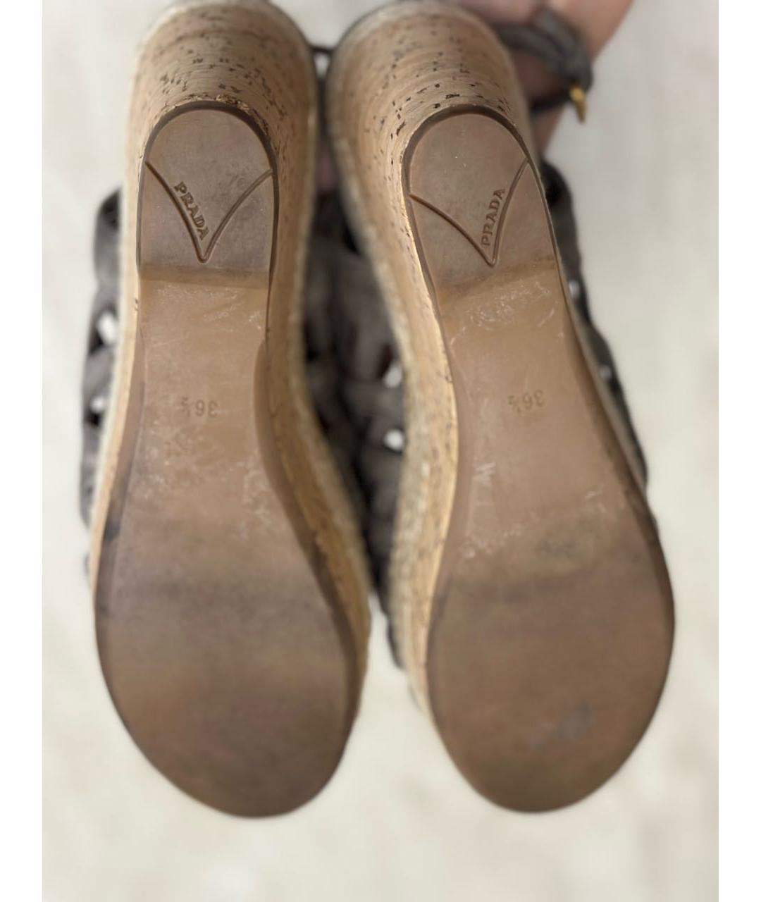 PRADA Серые замшевые босоножки, фото 5