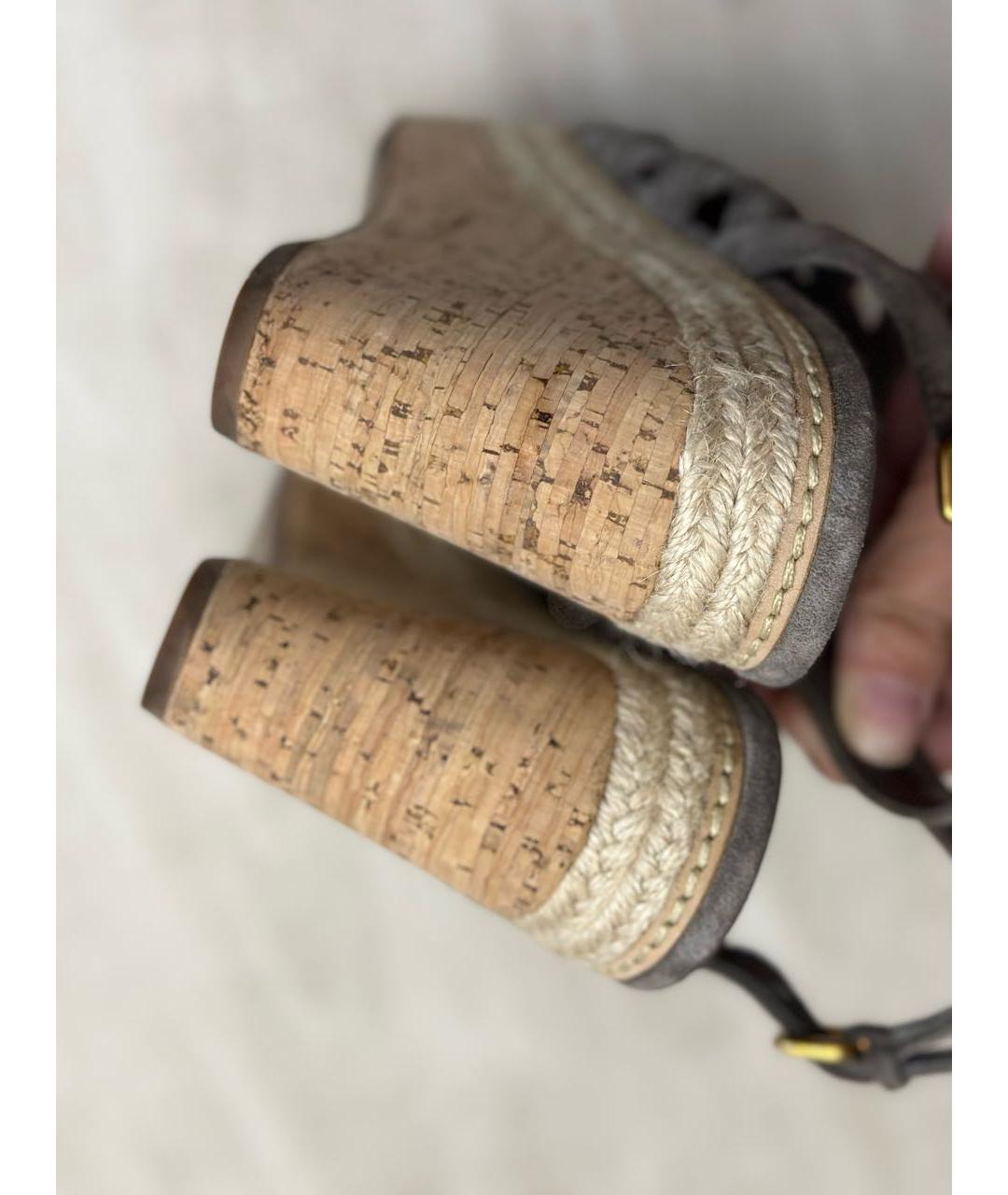 PRADA Серые замшевые босоножки, фото 4