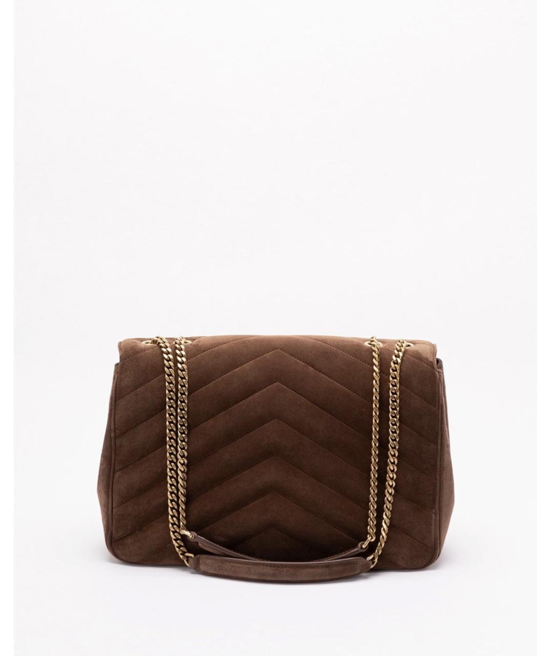 SAINT LAURENT Коричневая кожаная сумка через плечо, фото 3