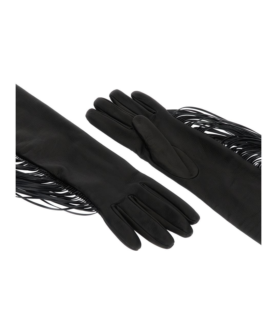 SPORTMAX Черные кожаные перчатки, фото 2