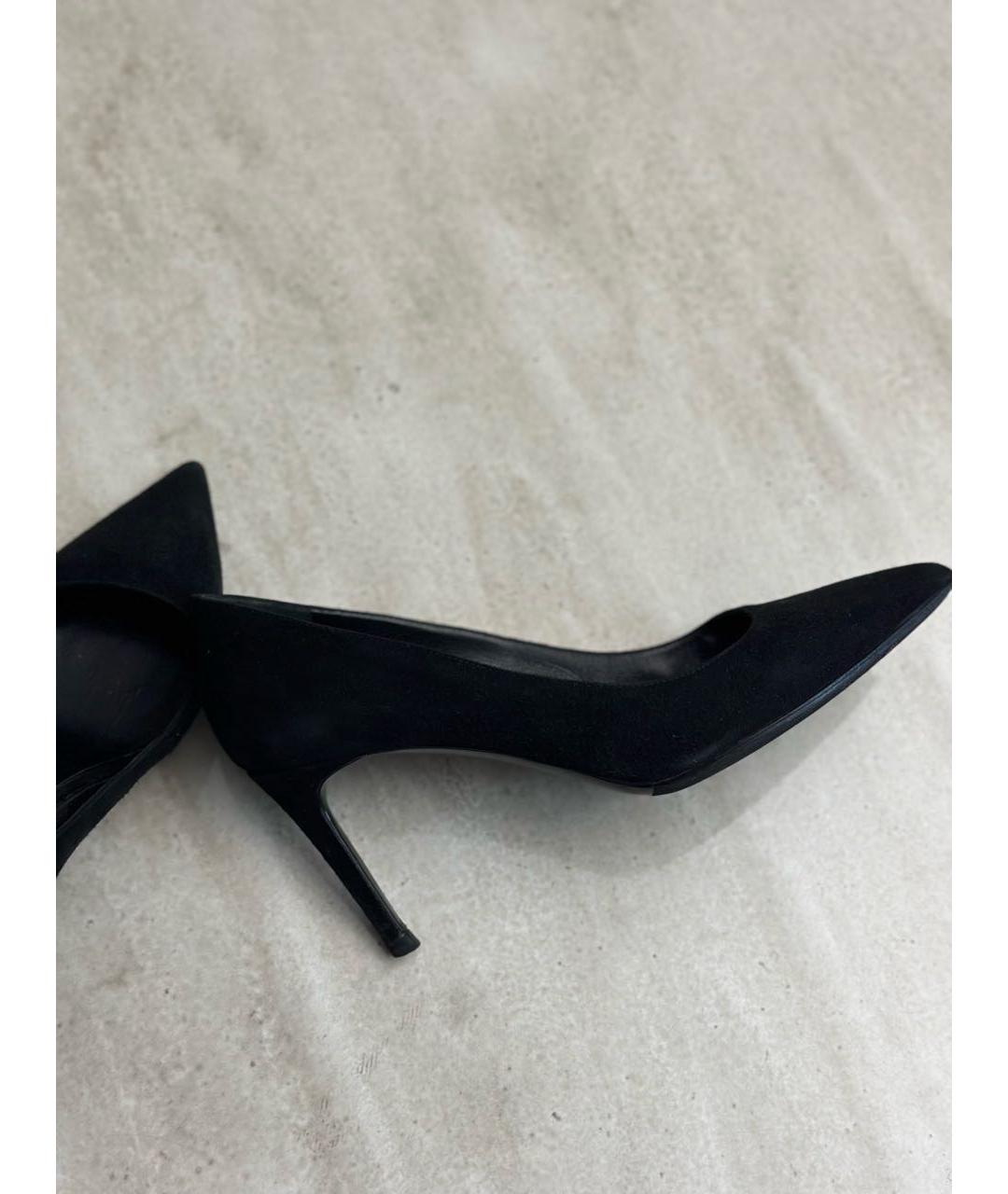 SAINT LAURENT Черные замшевые лодочки на низком каблуке, фото 8