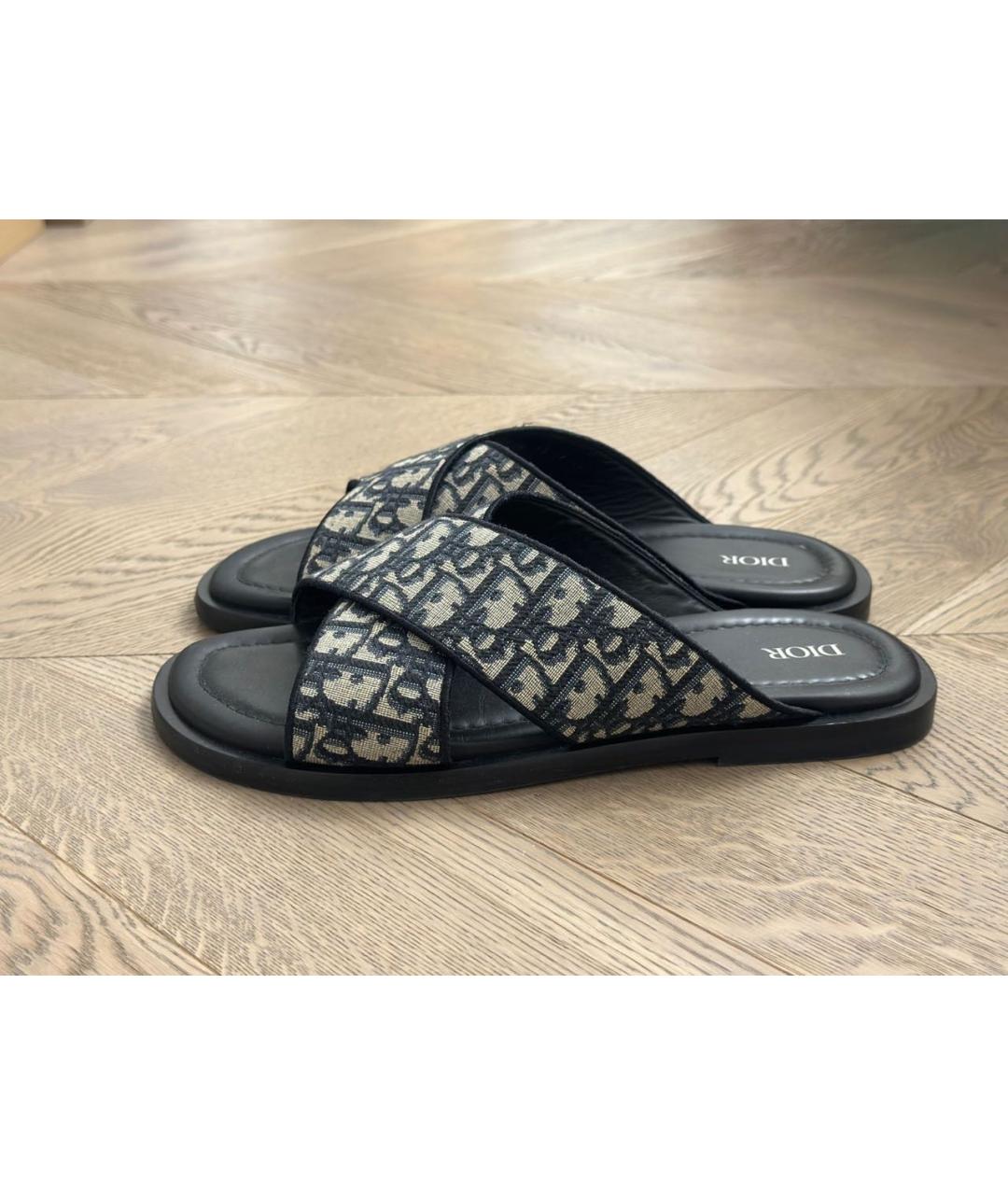 CHRISTIAN DIOR Темно-синие кожаные сандалии, фото 3